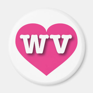 Aimant West Virginia Hot Pink Heart - J'aime WV