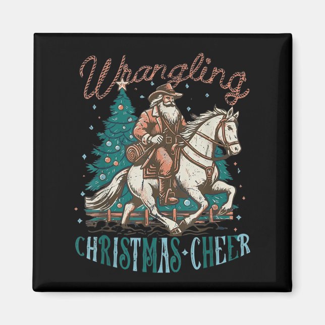 Aimant Western Christmas Wrangling Christmas Cheer Cowboy (Devant)