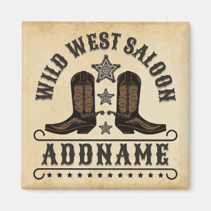 Aimant Western Cowboy Boots AJOUTER LE NOM Sheriff Spurs