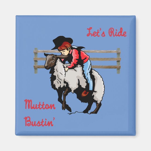 Aimant Western Rodeo Mutton Bustin' (Devant)
