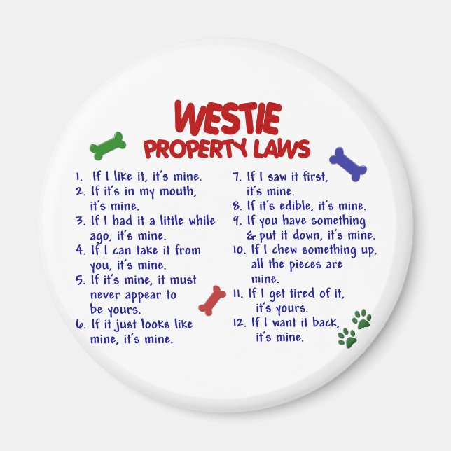 Aimant WESTIE, lois sur la propriété 2 (Devant)