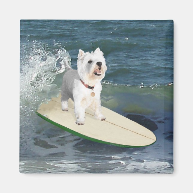 Aimant Westie Surfer (Devant)