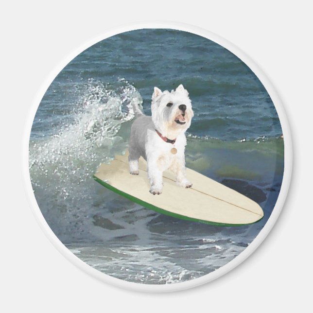 Aimant Westie Surfer (Devant)
