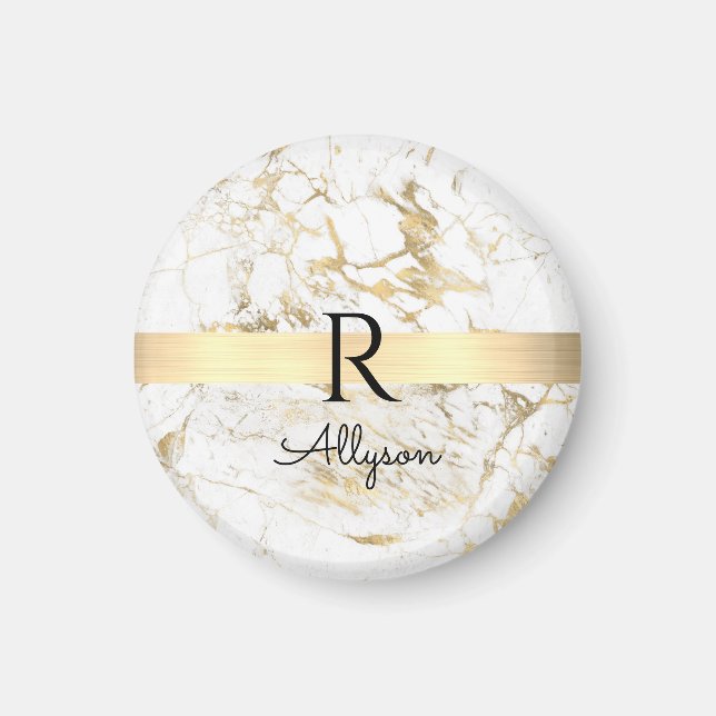 Aimant Wh & Gold Marble Gold Bar, do-it-yourself Nom Noir (Devant)