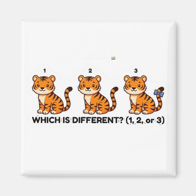 Aimant Which Is Different? Cute Tiger Animal World Game (Devant)