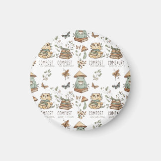 Aimant Whimsical "Compost Your Expectations" Frog & Cat P