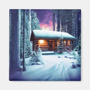 Aimant Whimsical Petit Cabine Rustique En Bois