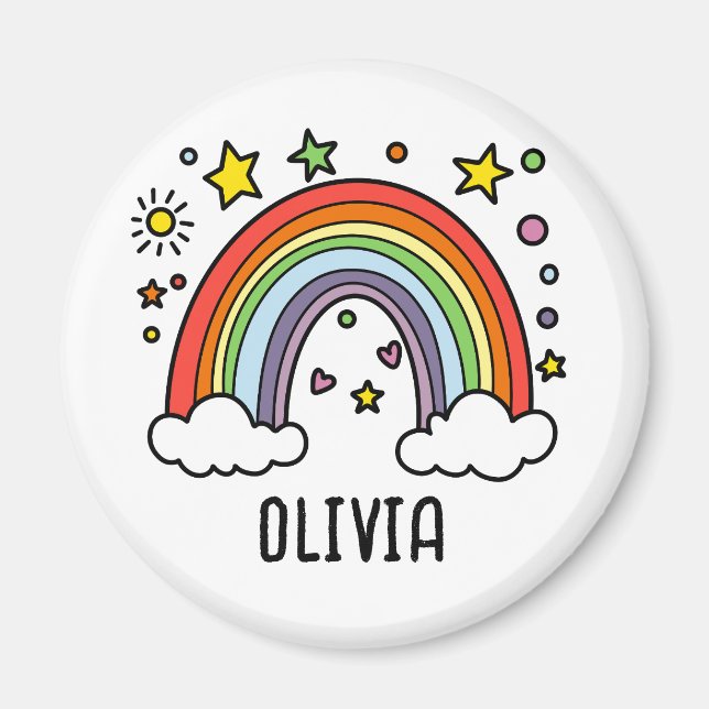 Aimant Whimsical Rainbow Personnalisé Girls (Devant)