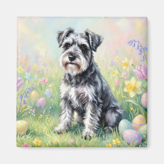 Aimant Whimsical Schnauzer with Easter Eggs