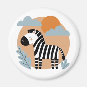 Aimant Whimsical Zebra Scandinave Influencée