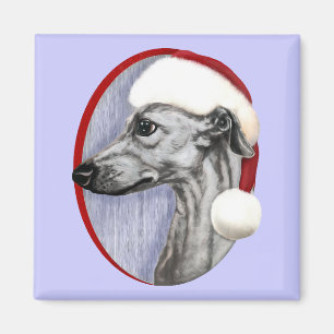 Aimant Whippet Christmas Black Père Noël