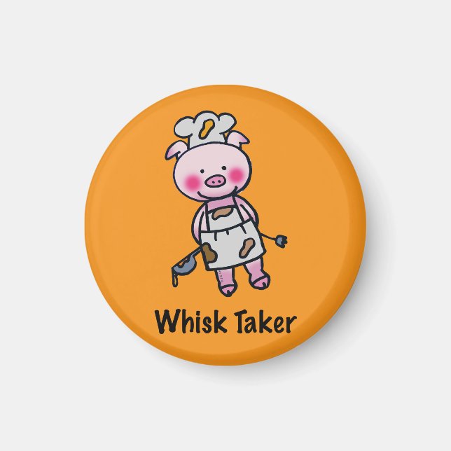 Aimant Whisk Taker Pig - Drôle Chef Design (Devant)