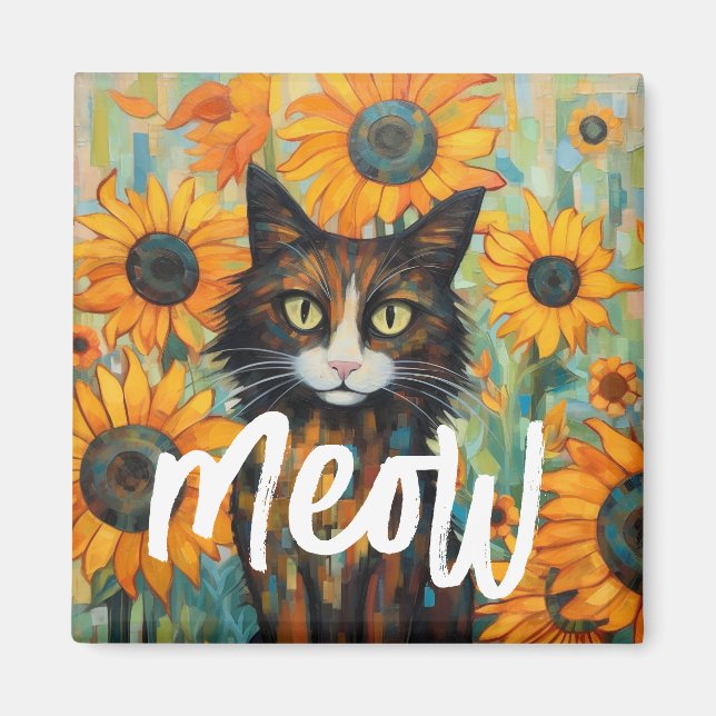 Aimant Whiskers de tournesol Amoureux des chats Anniversa (Devant)