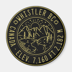 Aimant Whistler Colombie-Britannique Canada Ski minimalis