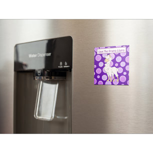 Aimant White and Tan Curly Haired Llama on Polka Dots