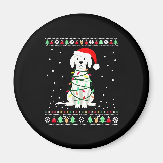 Aimant White Boxer Dog Ugly Christmas Sweater Funny Xmas  (Devant)