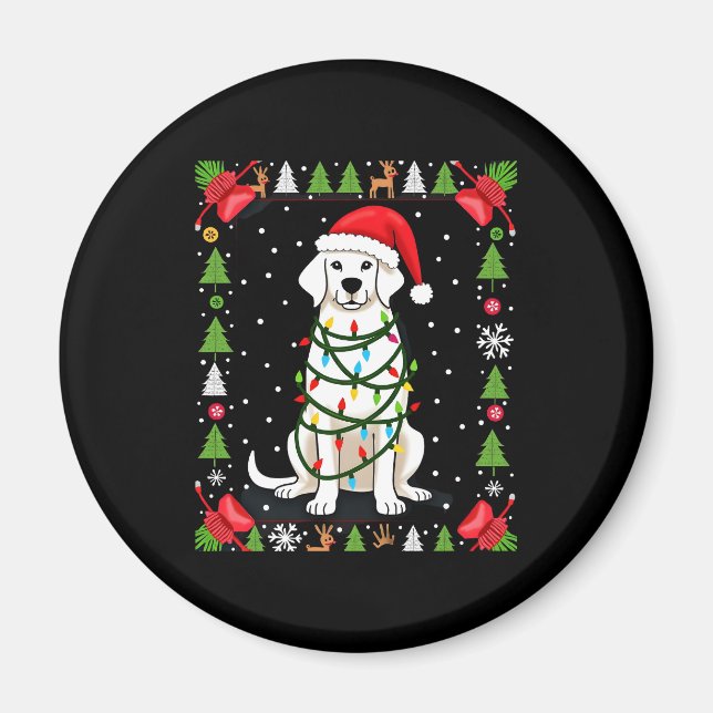 Aimant White Boxer Dog Ugly Christmas Sweater Funny Xmas  (Devant)