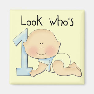 Aimant White Boy 1st Birthday Tshirts et cadeaux