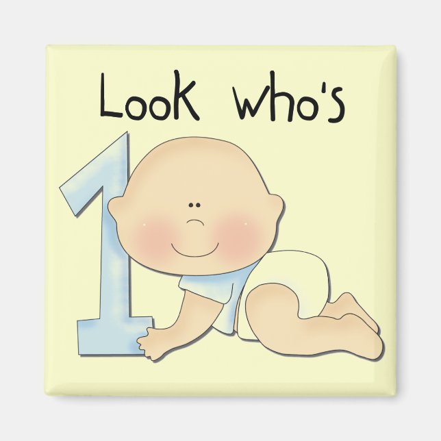Aimant White Boy 1st Birthday Tshirts et cadeaux (Devant)