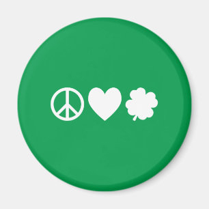 Aimant White Peace Love & Shamrocks