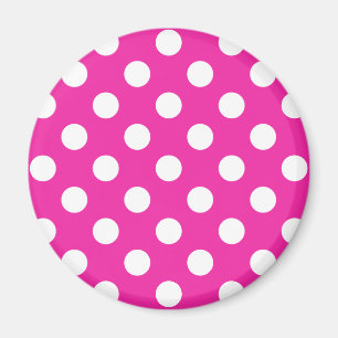 Aimant White polka dots on fuchsia