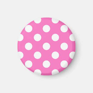Aimant White polka dots on pink