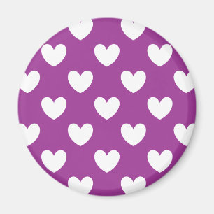 Aimant White polka hearts on Purple Cactus Flower purple