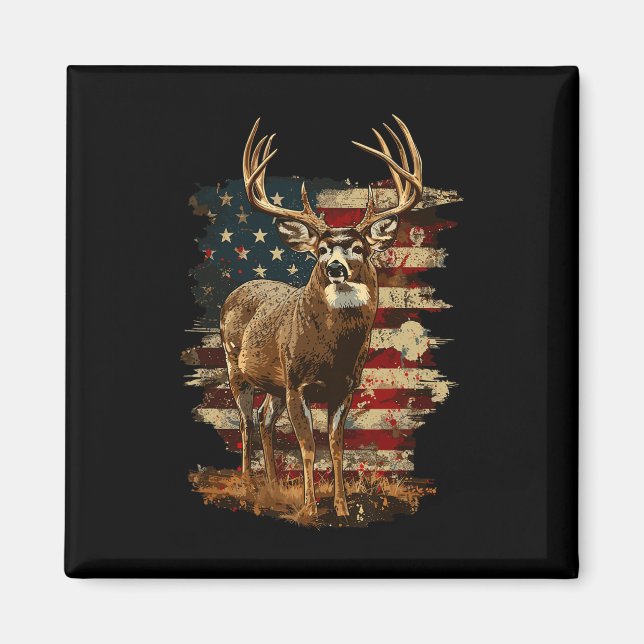 Aimant Whitetail Buck Deer Chasse 4 juillet États-Unis Am (Devant)