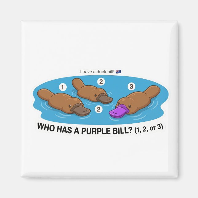 Aimant Who Has A Purple Bill? Cute Platypus Australia Gam (Devant)