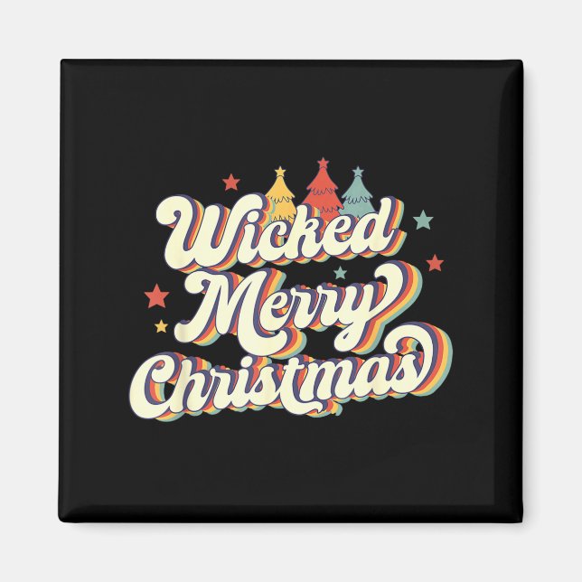 Aimant Wicked Merry Christmas Retro Groovy New England Xm (Devant)