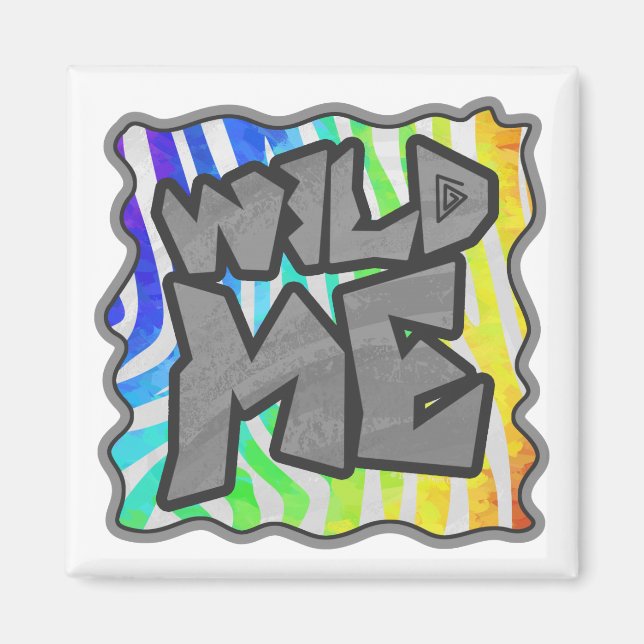 Aimant Wild Me Zebra Rainbow et White Print (Devant)