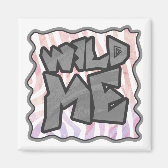 Aimant Wild Me Zebra rose et blanc (Devant)