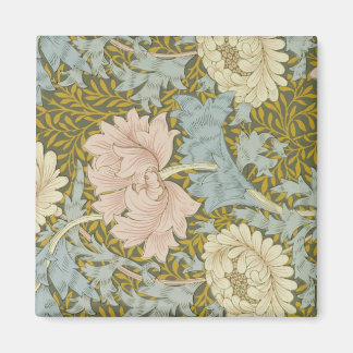 Aimant William Morris Chrysanthème Vintage rose floral