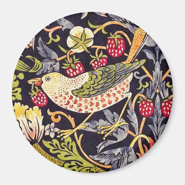 Aimant William Morris Strawberry Thief Floral Art nouveau (Devant)
