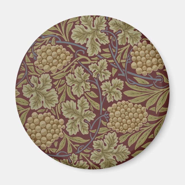 Aimant William Morris Vine Grappe Rouge Vert Art (Devant)