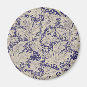 Aimant William Morris Wallflower bleu damas floral
