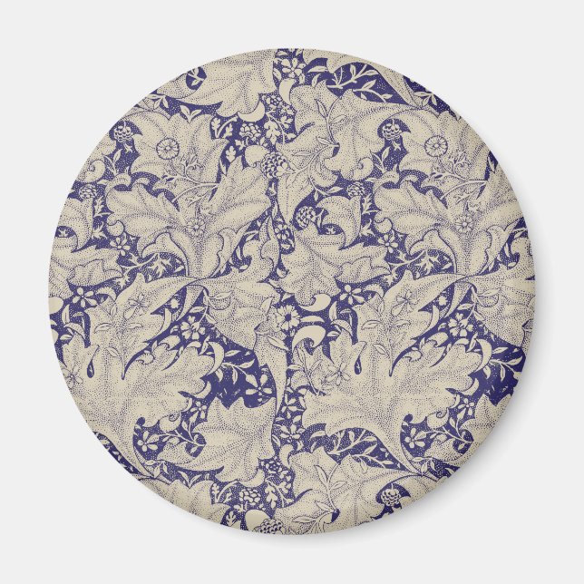 Aimant William Morris Wallflower bleu damas floral (Devant)