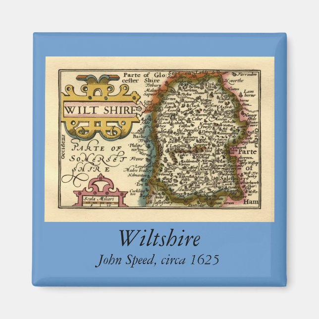 Aimant Wiltshire Comté Angleterre Ancien Atlas Carte (Devant)