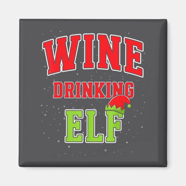 Aimant Wine Drinking Elf Christmas Family Matching Group  (Devant)