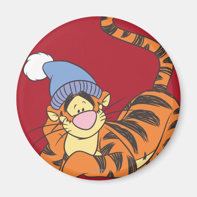 Aimant Winnie le tigre de l'Ooh avec casquette (Devant)