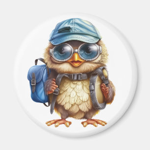 Aimant Wise Little Traveler - Kid Owl avec sac à dos
