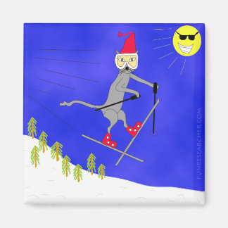 Aimant Witty Ski Kitty prend l'air