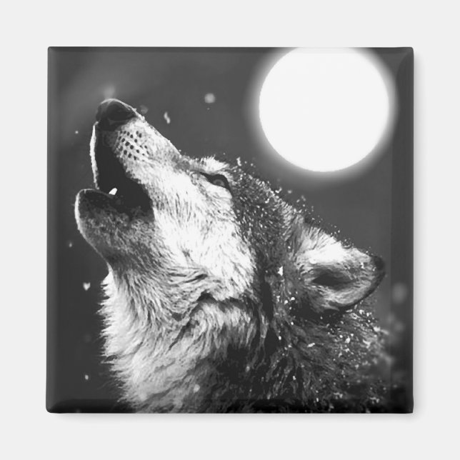Aimant Wolf Howling à Moon (Devant)