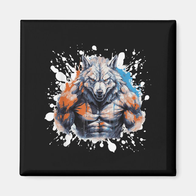 Aimant Wolf Workout Gym Fighter Bodybuilder  (Devant)