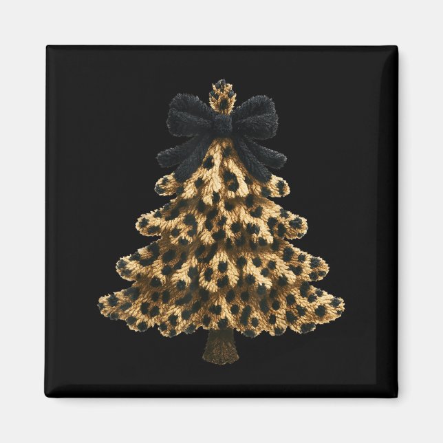 Aimant Women Coquette Bow Leopard Christmas Tree Xmas Hol (Devant)