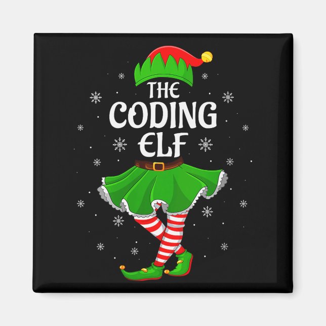 Aimant Womens Coding Elf Christmas Family Girls Women Elf (Devant)
