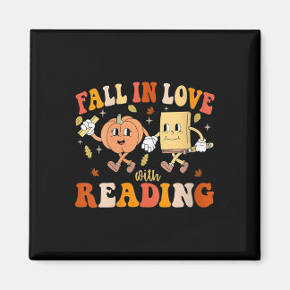 Aimant Womens Groovy Fall In Love With Reading Thanksgivi