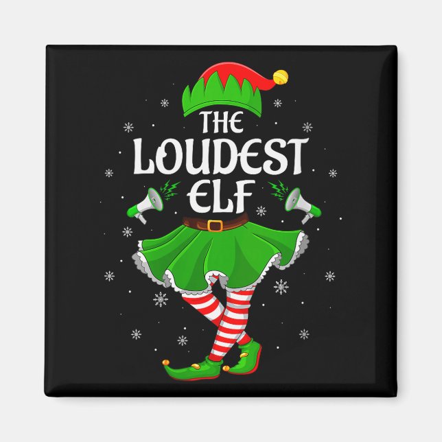 Aimant Womens Loudest Elf Christmas Family Girls Women El (Devant)