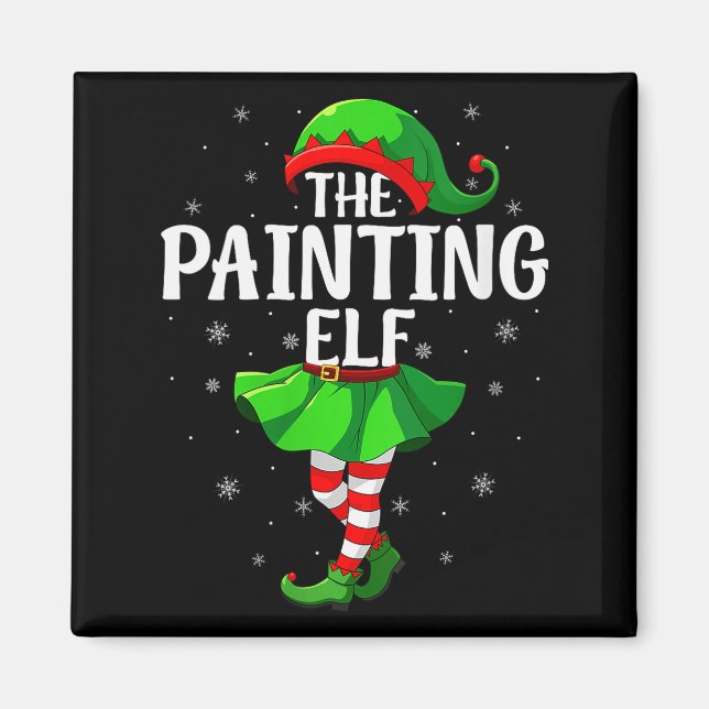 Aimant Womens Painting Elf Christmas Girls Women Elf Squa (Devant)
