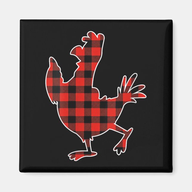 Aimant Womens Red Buffalo Plaid Pajama Chicken Merry Chri (Devant)